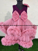 Load image into Gallery viewer, BT1230 Pink Purple Heavy Ruffle Birthday Frock With Lace
