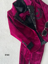 Load image into Gallery viewer, BT1403 Garnet Glamour: Boys&#39; Plush Velvet Suit
