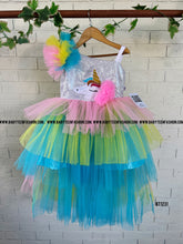 Load image into Gallery viewer, BT1231 Unicorn Theme One Shoulder Birthday Frock
