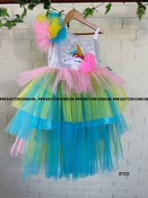 Load image into Gallery viewer, BT1231 Unicorn Theme One Shoulder Birthday Frock
