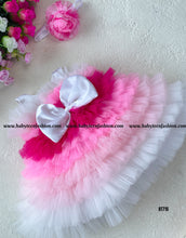 Load image into Gallery viewer, BT715 Multilayered Birthday Frock Done in Shades of Pink with Silver Ribbon Highlight
