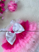 Load image into Gallery viewer, BT715 Multilayered Birthday Frock Done in Shades of Pink with Silver Ribbon Highlight
