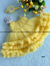 Load image into Gallery viewer, BT716 Yellow Ruffle Party wear Frock for Birthday or Parties
