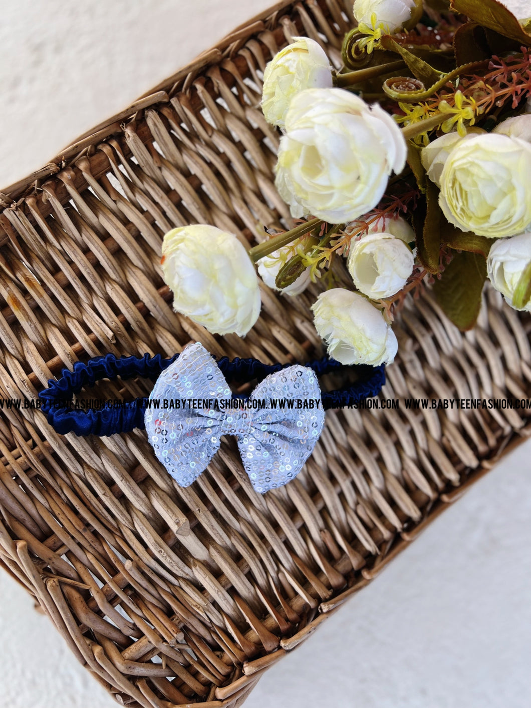 Satin Headband With Sequence Bow Highlight