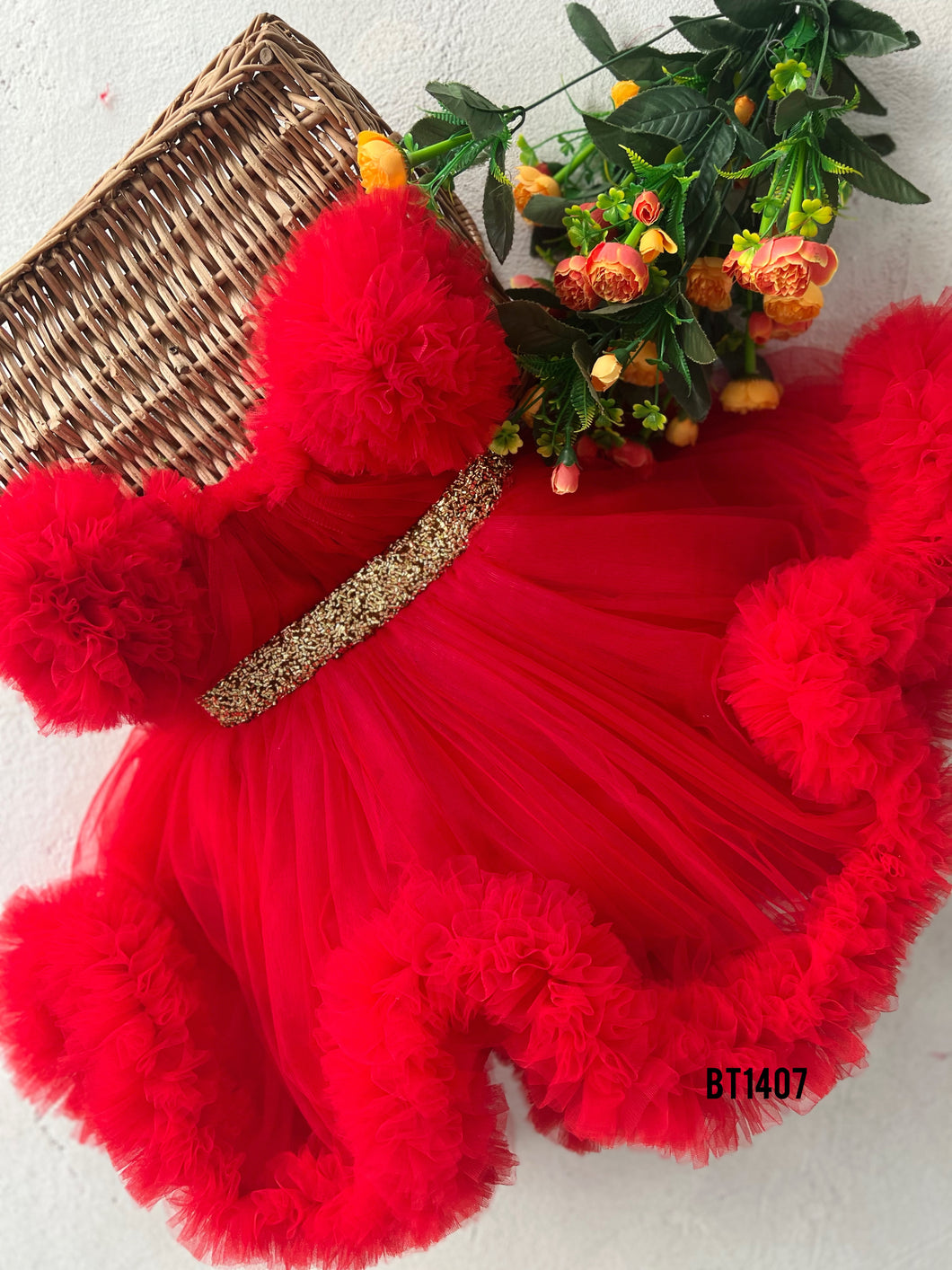 BT1408 Ruby Ruffles Gala Gown for Little Ladies