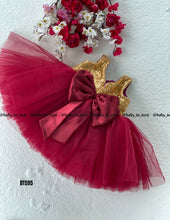 Load image into Gallery viewer, BT595 Maroon and Golden Combo Party Wear Frock
