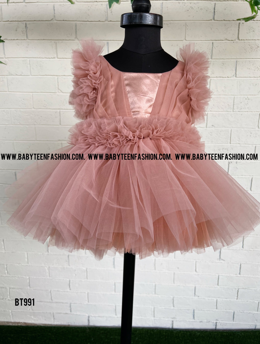 BT991 Petal Pink Flutter Dress – A Dance of Delicate Ruffles