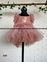 Load image into Gallery viewer, BT991 Petal Pink Flutter Dress – A Dance of Delicate Ruffles
