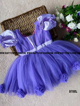 Load image into Gallery viewer, BT995 Puff Sleeves Lavender Semi Party wear Frock
