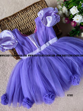 Load image into Gallery viewer, BT995 Puff Sleeves Lavender Semi Party wear Frock
