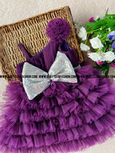 Load image into Gallery viewer, BT997 Oneside Shoulder Purple Birthday Frock
