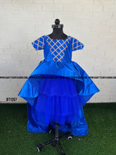Load image into Gallery viewer, BT1267 Luxury Blue Long Trail Statement Frock for Girls
