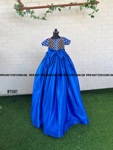 Load image into Gallery viewer, BT1267 Luxury Blue Long Trail Statement Frock for Girls
