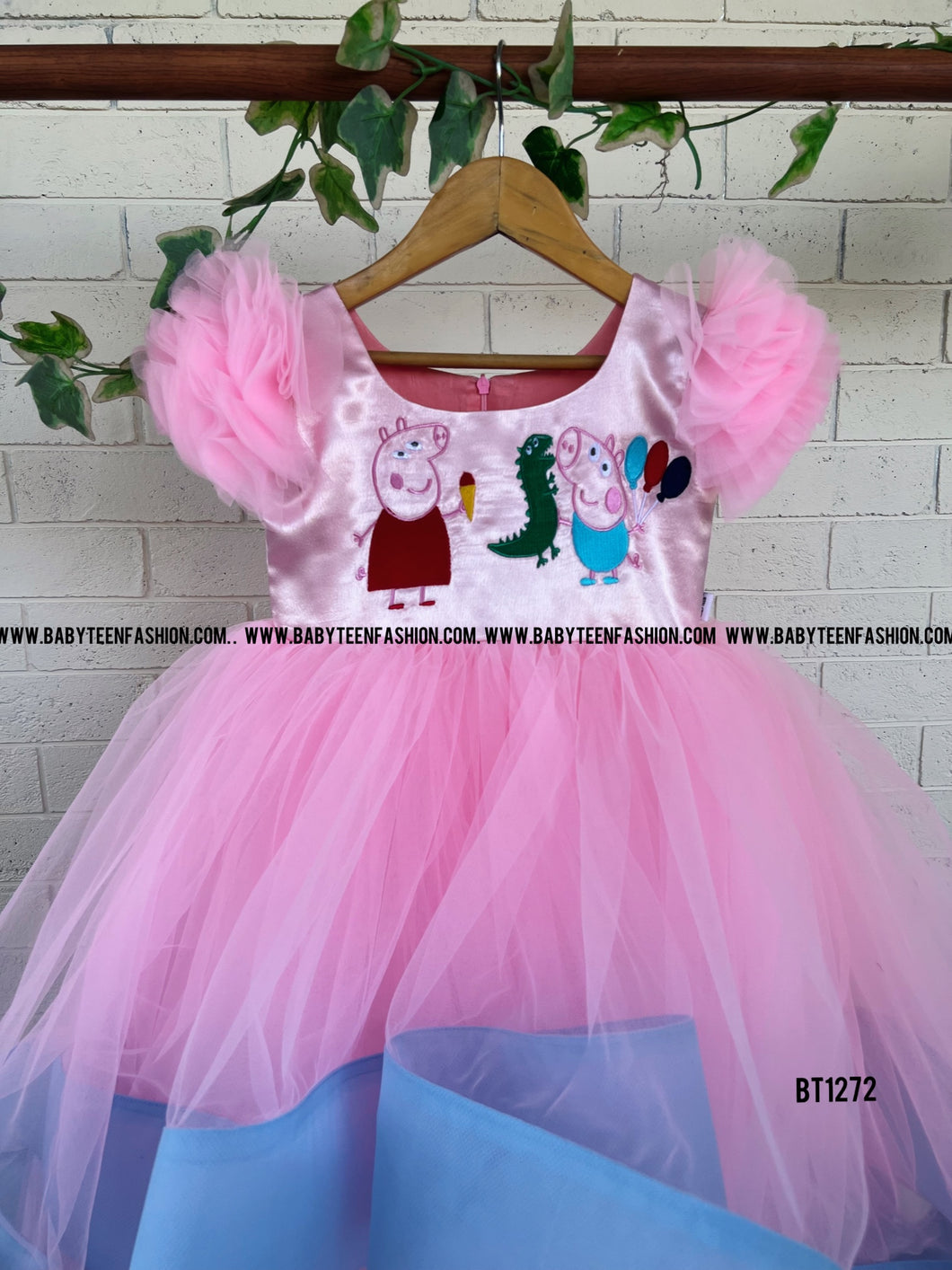 BT1272 Peppa Pig Theme Birthday Frock Cartoon dress