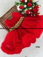 Load image into Gallery viewer, BT1004 Red Double Ruffle Partywear Frock
