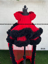 Load image into Gallery viewer, BT1279 Black Red Retro Party wear Frock for Birthday Baby
