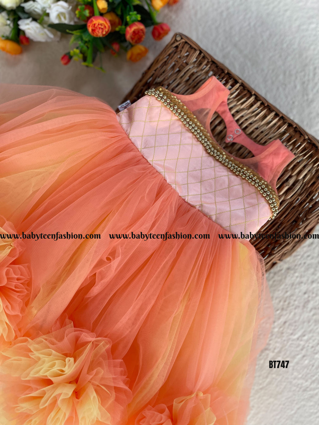 BT747 Sunset Blossom Party Dress