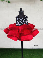 Load image into Gallery viewer, BT1280 Black white Polka with Red Retro Frock
