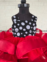 Load image into Gallery viewer, BT1280 Black white Polka with Red Retro Frock
