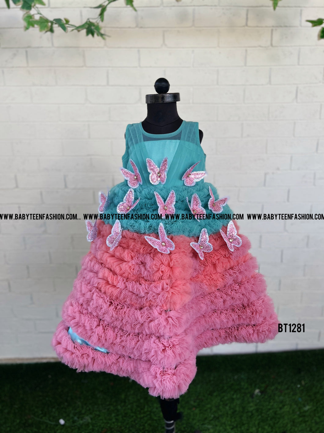 BT1281 Luxury Party Wear Butterfly Frock