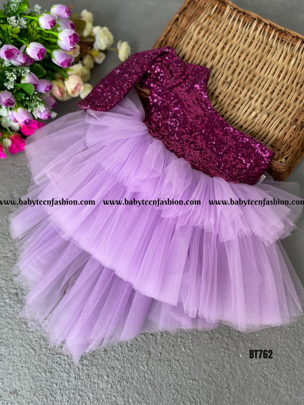 BT762 Lavender Sequin Twirl Dress - Sparkle with Every Step!