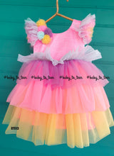Load image into Gallery viewer, BT513 Multicolour Party Wear Frock with Embellished Hand Made Flowers

