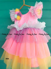 Load image into Gallery viewer, BT513 Multicolour Party Wear Frock with Embellished Hand Made Flowers
