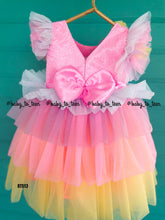 Load image into Gallery viewer, BT513 Multicolour Party Wear Frock with Embellished Hand Made Flowers

