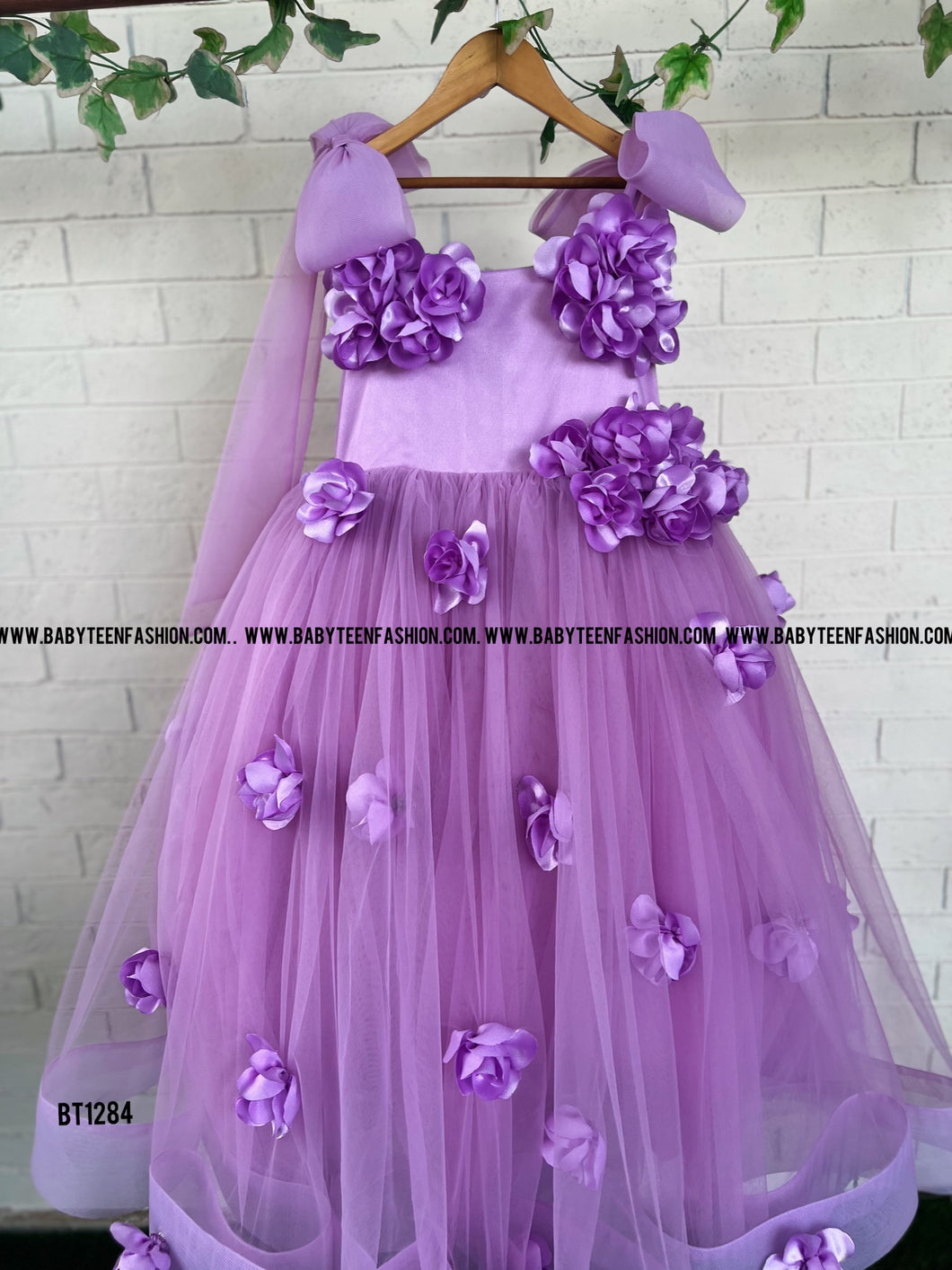 BT1284 Flower Theme Lavender Gown for Baby and Teenage Girls