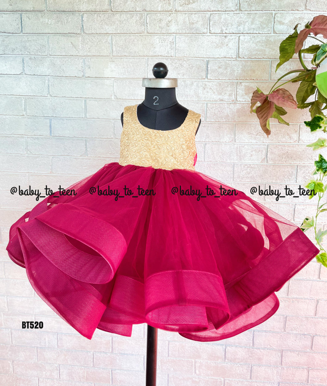 BT520 Contrast Color Birthday Gown with Bouncy Skirting