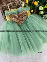 Load image into Gallery viewer, BT1009 Fluffy Green Birthday Frock with Straps and Pearl Highlights
