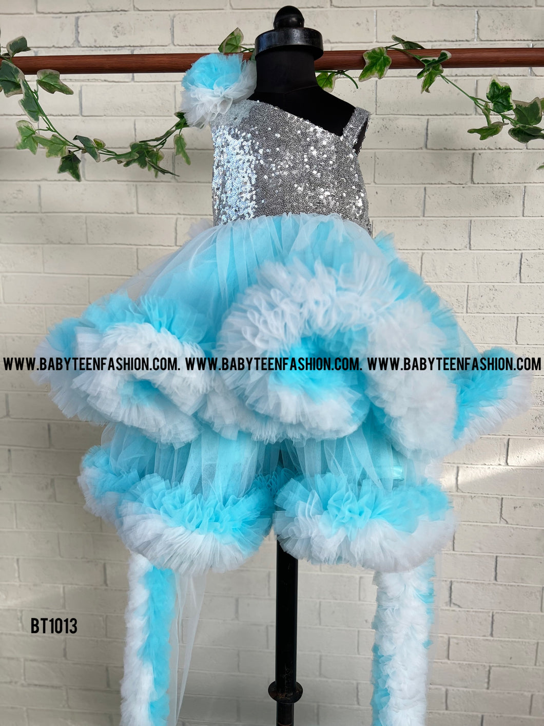 BT1013 Sequins in Ocean theme frock