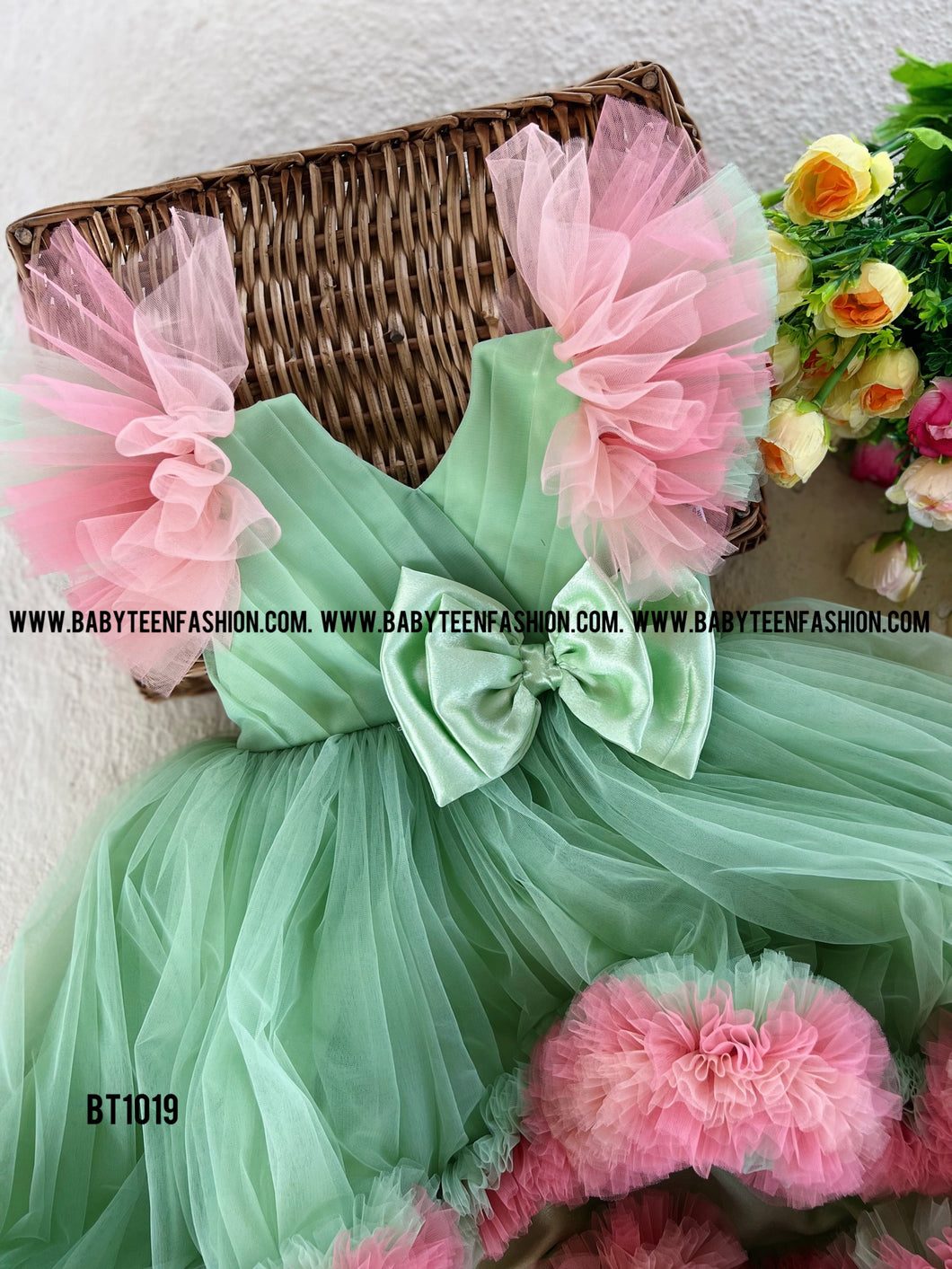 BT1019 Pastel Perfection: Chic Blossom Party Dress