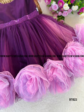 Load image into Gallery viewer, BT1023 Purple Birthday Frock with Pink Lavender Pom Pom
