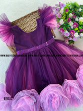 Load image into Gallery viewer, BT1023 Purple Birthday Frock with Pink Lavender Pom Pom
