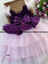Load image into Gallery viewer, BT1024 Purple Sequence Peplum Designer Frock
