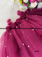 Load image into Gallery viewer, BT1030 Party Wear Frock with Pearl Embellishment and Handmade Flowers

