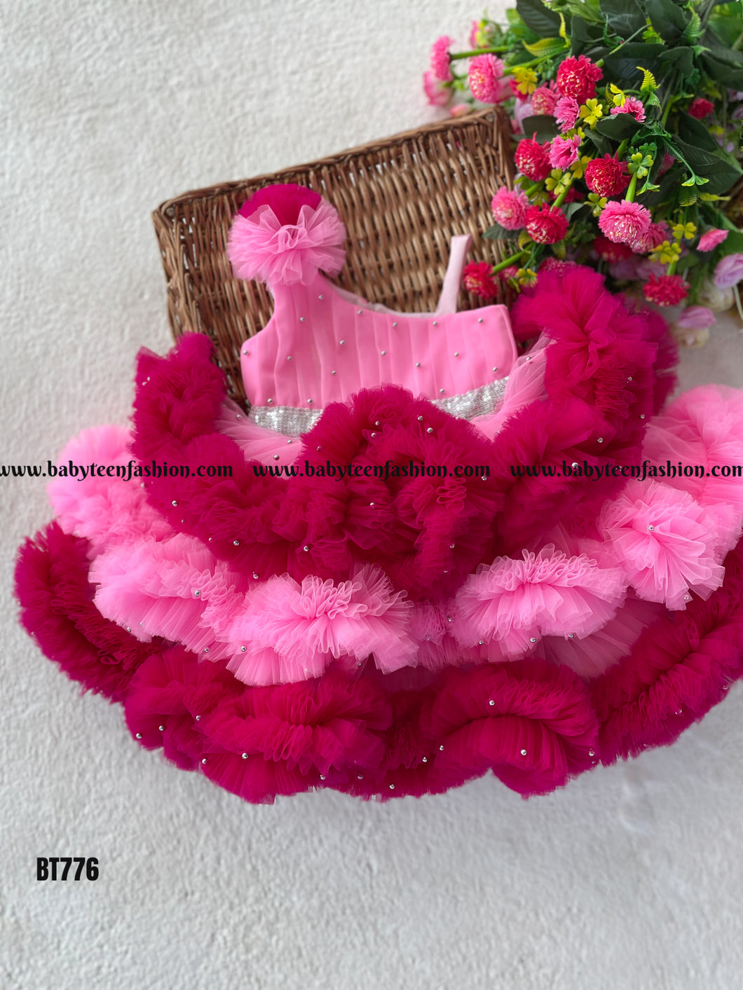 BT776 Pink Blossom Party Frock