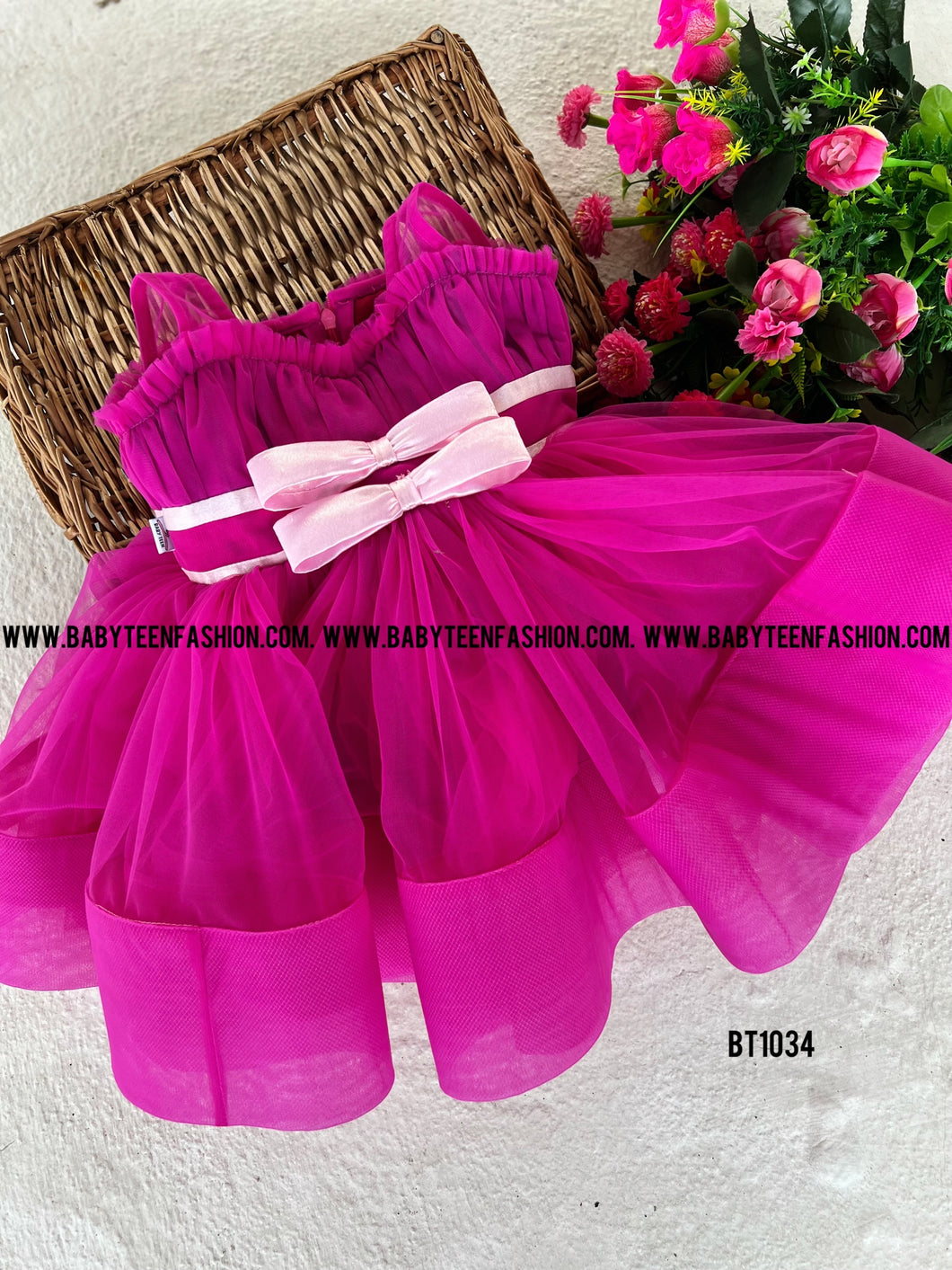 BT1034 Fuchsia Flair Ruffle Dress