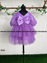 Load image into Gallery viewer, BT1047 Lavender Multi Layered Frock with Sleeves and Back Bow Highlight
