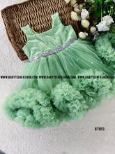 Load image into Gallery viewer, BT1053 Pista Green Color Ruffled Partywear Frock
