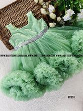 Load image into Gallery viewer, BT1053 Pista Green Color Ruffled Partywear Frock
