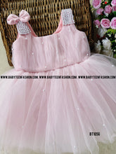 Load image into Gallery viewer, BT1056 Baby Pink Party Wear Pearl Frock with Bow Highlight for Girls
