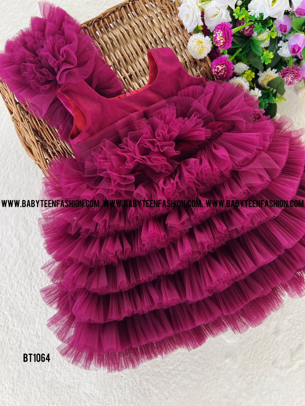 BT1064 Plum Perfection Party Dress - Layers of Love and Elegance