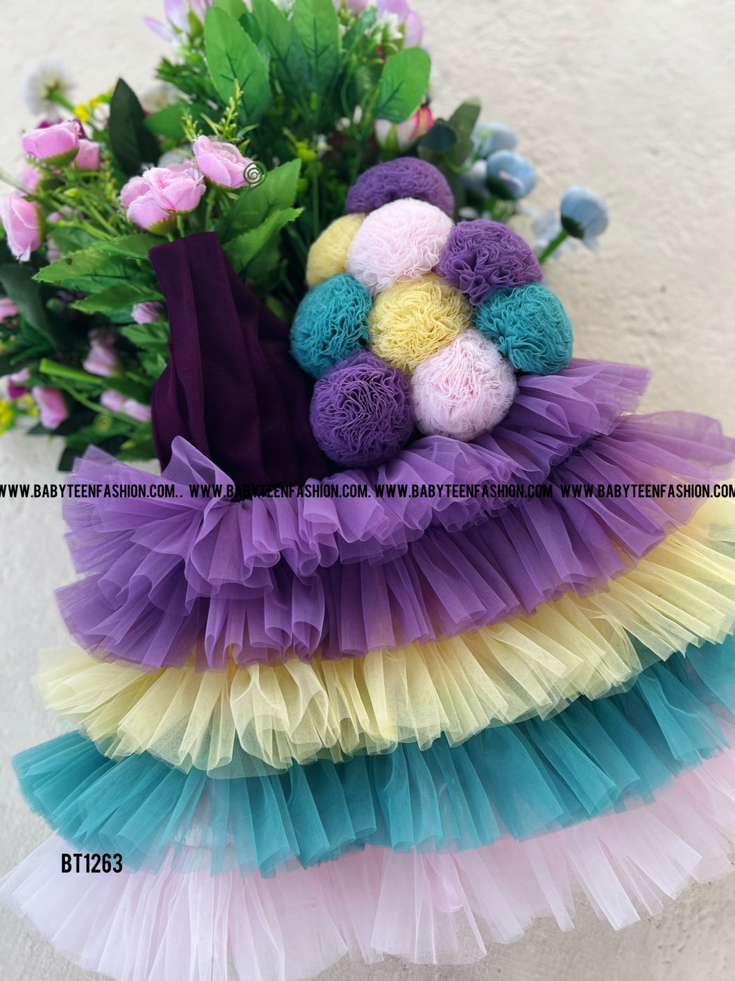 BT1063 Flower Theme Multicolour Frock