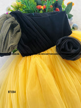 Load image into Gallery viewer, BT1264 One Shoulder Party Wear in Black and Yellow Retro Duo
