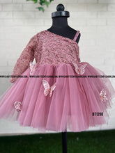 Load image into Gallery viewer, Bt1298 Butterly Rosegold Sequins Partywear frock
