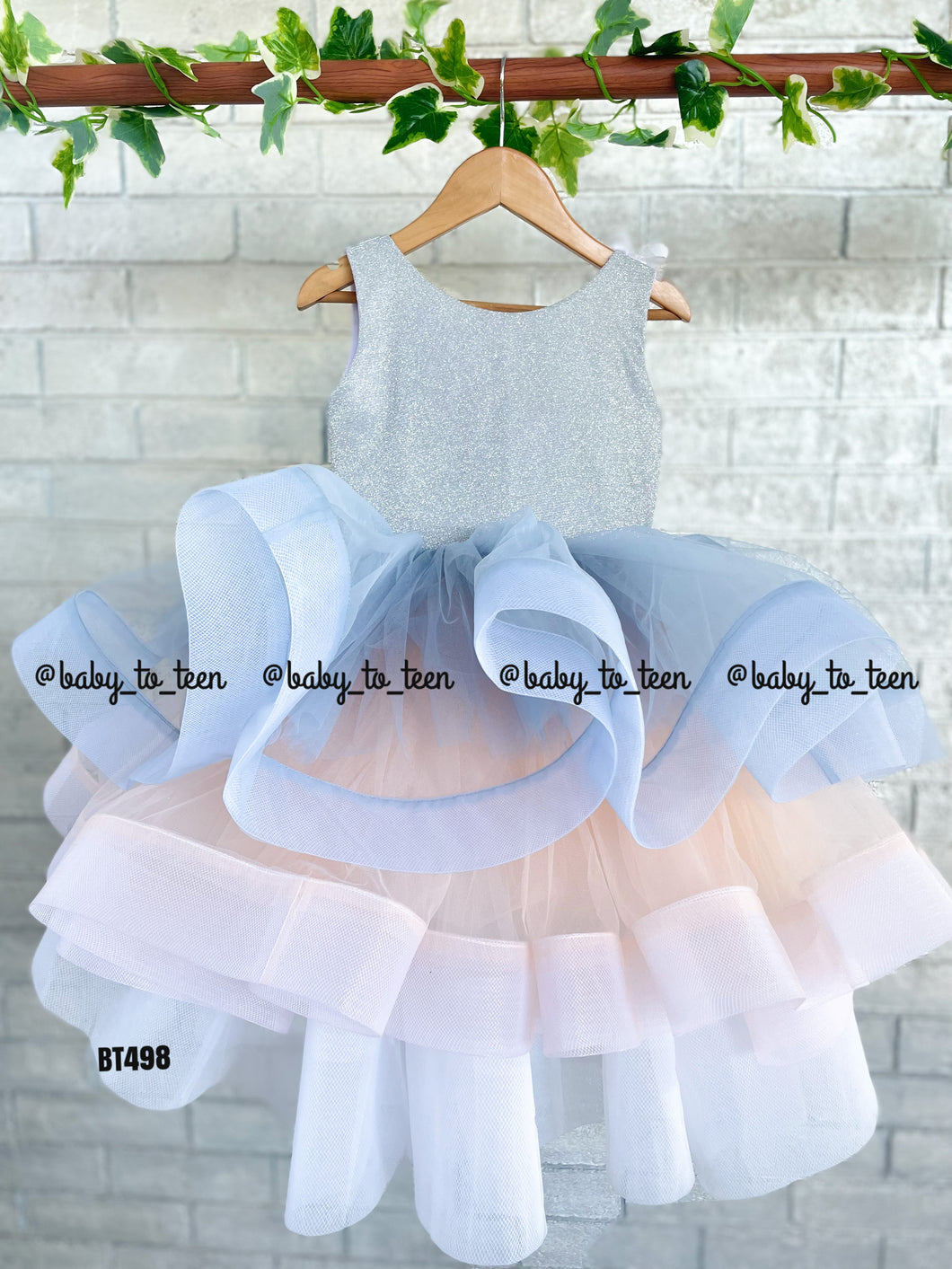 BT498 Party Wear Frock with Bouncy Skirting