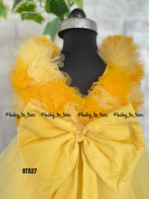 Load image into Gallery viewer, BT527 Yellow Handmade Sun Flower Theme Party Wear Frock
