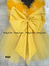 Load image into Gallery viewer, BT527 Yellow Handmade Sun Flower Theme Party Wear Frock
